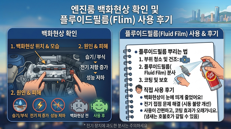 엔진룸 백화현상 직접 확인하고, 플루이드필름 뿌려본 후기