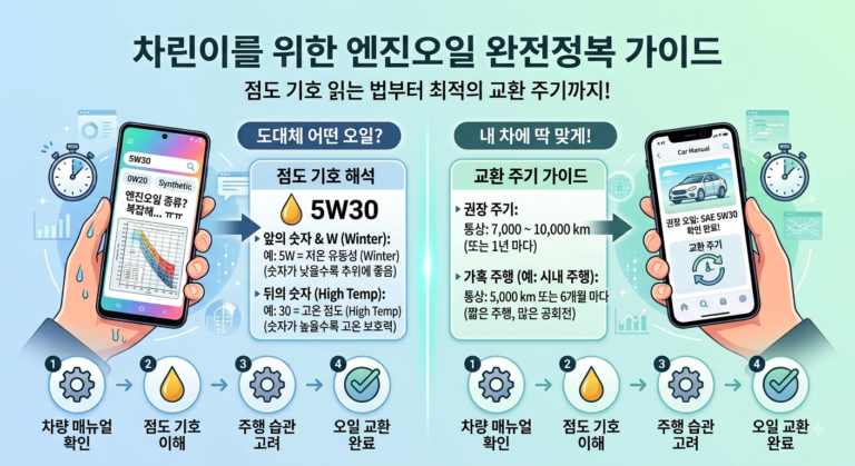 엔진오일 뭐 넣어야 할지 모르겠다면, 점도 기호부터 교환 주기까지 차린이 가이드
