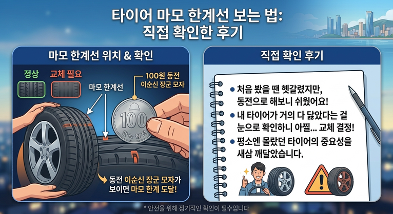 타이어 마모 한계선 확인법과 교체 시기